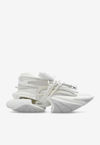 BALMAIN UNICORN NEOPRENE AND LEATHER SNEAKERS