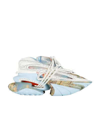Balmain Unicorn Renaissance-print Sneakers In White