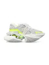 Balmain 'unicorn' White Low Top Sneakers In Grey Fluo Green