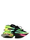 Balmain Neoprene And Leather Unicorn Sneakers In Green/yellow