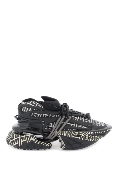 Balmain Unicorn Monogrammed Panelled Sneakers In Multi-colored