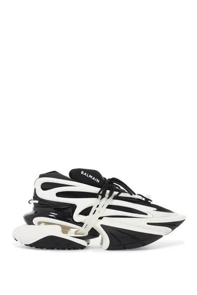 Balmain Unicorn Sneakers In Two-tone Neoprene And Leather In Black
