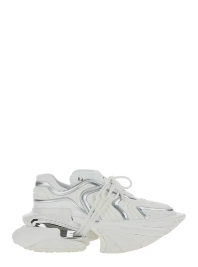 BALMAIN UNICORN WHITE SNEAKERS WITH WITH EMBOSSED LOGO ON THE SIDE IN TECH FABRIC MAN