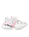 BALMAIN BALMAIN UNICORN WAVE SNEAKERS IN WHITE AND PINK NEOPRENE