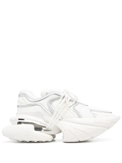 BALMAIN 'UNICORN' WHITE SNEAKERS WITH WITH EMBOSSED LOGO ON THE SIDE IN TECH FABRIC MAN
