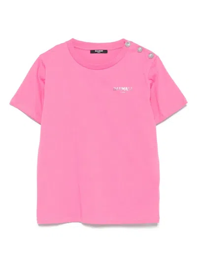 Balmain Logo-embroidered Cotton T-shirt In Multi