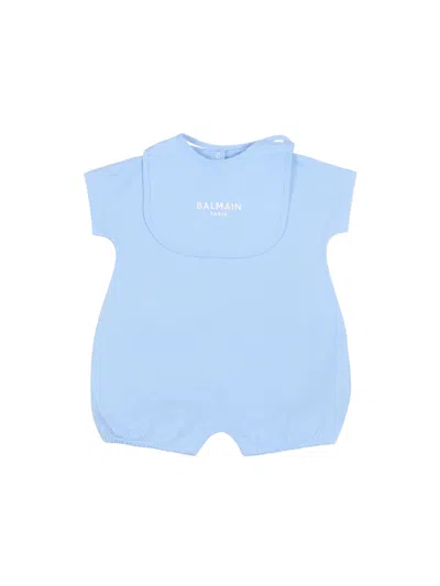 Balmain Unisex Mini Bodysuit Set With Gag In Baby Blue