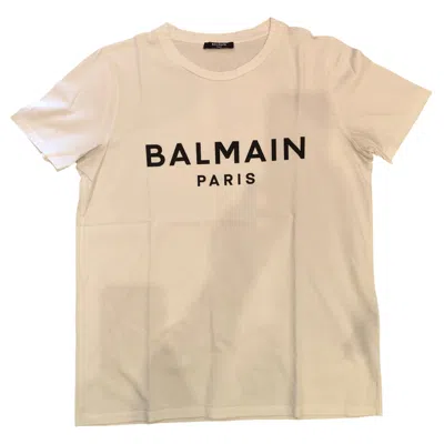 Pre-owned Balmain Unisex White Cotton T-shirt, Size Medium, Excellent Condition