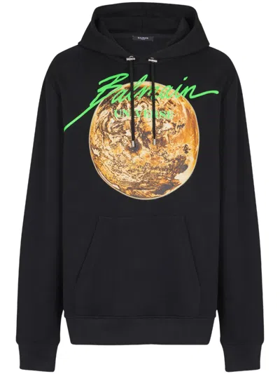 BALMAIN UNIVERSE & PLANET-PRINT HOODIE