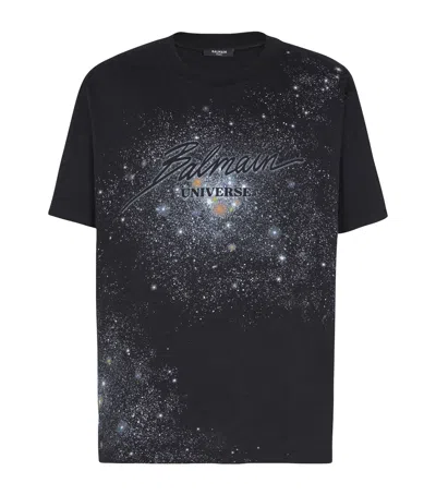 Balmain Universe Logo T-shirt In Black