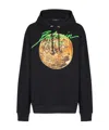 Balmain Universe Logo Print Hooded Sweatshirt In Black