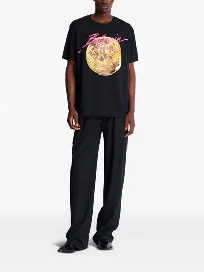 Balmain Universe Planet T-shirt In Black
