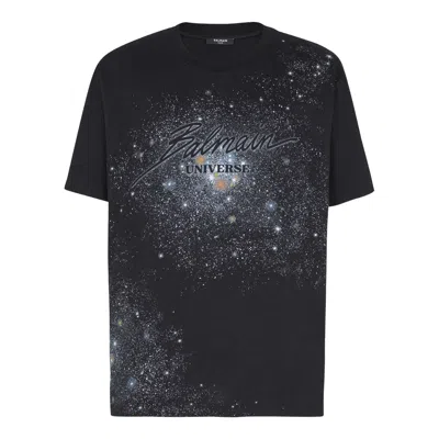 Balmain Universe Stars T-shirt In Black