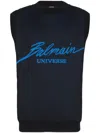 Balmain Universe Jacquard Sweater Vest In Blue