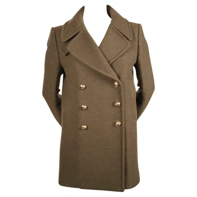 Pre-owned Balmain Unworn  Khaki Melton Wool Military Coat In Brown