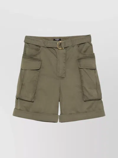 Balmain Utility Cargo Shorts Adjustable Belt In Green