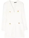 Balmain Button-embellished Tweed Minidress In White
