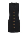 Balmain V-neck Button-front Minidress In Black