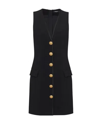 BALMAIN SLEEVELESS CREPE DRESS