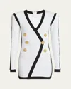 Balmain Viscose Blend Dress Contrast Trim In White/blk