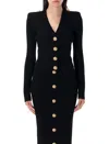 Balmain Cropped Viscose Blend Cardigan With Snail Buttons In Black
