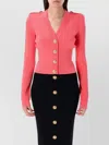 Balmain Long Sleeves Ribbed And Cable-knit Cardigan In Pink