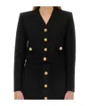 Balmain Cropped Viscose Blend Cardigan With Snail Buttons In Black
