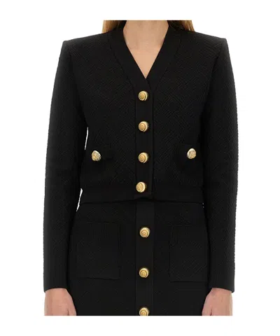 Balmain V-neck Buttoned Cardigan In Black