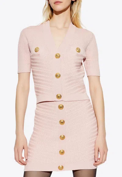 Balmain V-neck Buttoned Knit Top