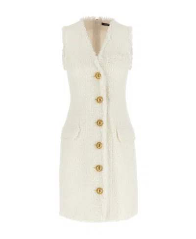 BALMAIN SLEEVELESS TWEED DRESS