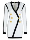 Balmain Viscose Blend Dress Contrast Trim In White