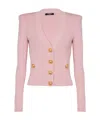 Balmain Button-detail V-neck Cardigan In Pink