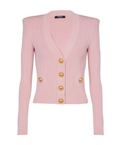 Balmain V-neck Sweater In Pink