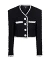 Balmain V-neck Cropped Tweed Jacket In Black