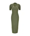 Balmain Gingham Knitted Midi Dress In Green