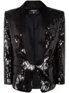 Balmain Sequined Double-breasted Satin Tailored Jacket In Pa Black