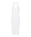 Balmain Halterneck Ribbed-knit Midi Dress In White