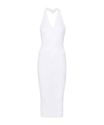 BALMAIN V-NECK HALTERNECK MIDI DRESS