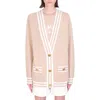 Balmain V Neck Knit Cardigan In Neutral