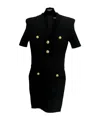 Balmain V-neck Knit Dress In Black
