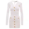 Balmain V Neck Knitted Dress In White