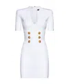 Balmain Button-embellished Knitted Minidress In White