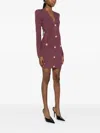 Balmain V-neck Knitted Mini Dress In Purple