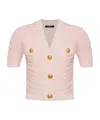 Balmain V-neck Buttoned Knit Top In Pink