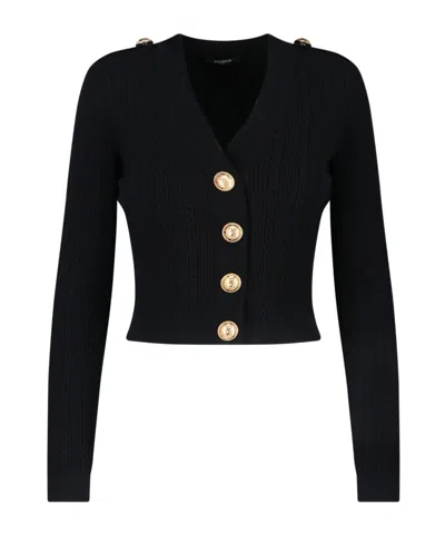 Balmain V-neck Long Sleeved Knitted Cardigan