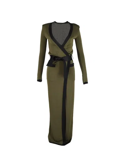Pre-owned Balmain V-neck Maxi Cardigan In Green