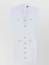 Balmain Button-embellished Ribbed-knit Minidress In White