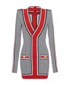 Balmain V-neck Monogram Knitted Minidress In Black