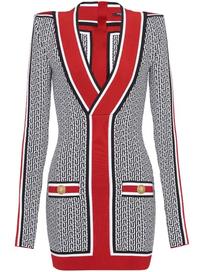 Balmain Gestricktes Minikleid Mit V-ausschnitt In Ejc