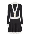 Balmain Long Sleeves V-neck Flare Knit Dress In Black